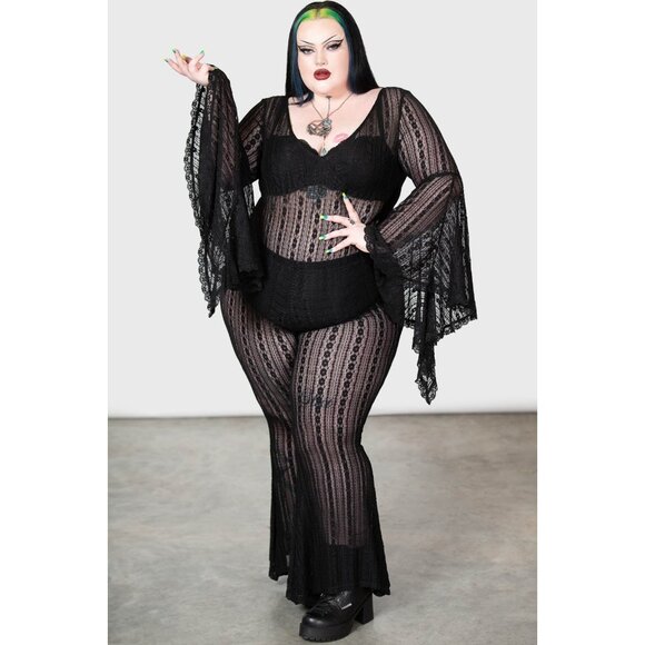 Killstar Franca Flares Pants Plus Size 4XL Bell Bottoms Flares Black Goth Gothic - Picture 2 of 4